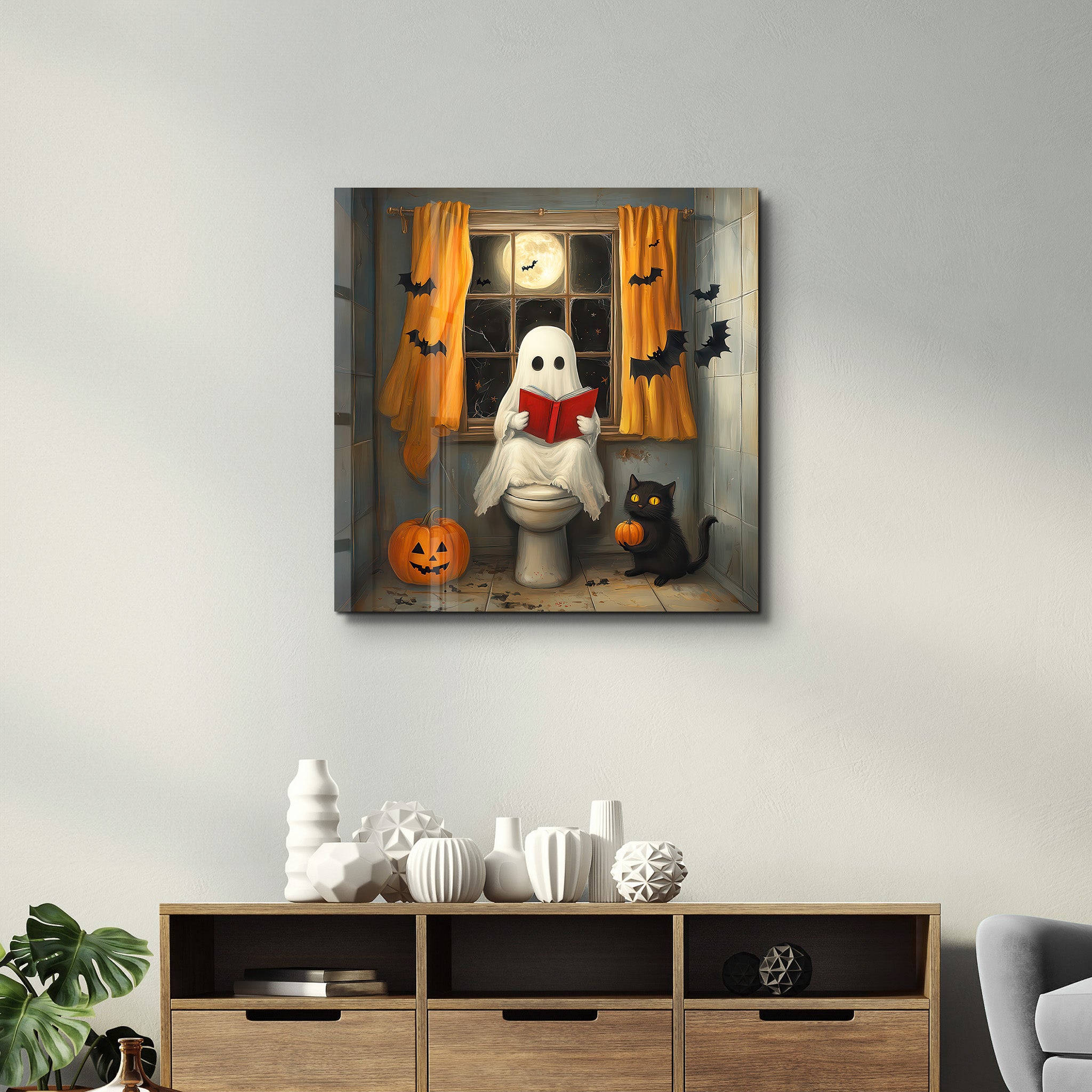 Spooky Storytime | Halloween Style Glass Wall Art - Artdesigna