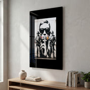 Glass wall art featuring urban protest street art design by Artdesigna, with vibrant colors and detailed graffiti-style imagery.