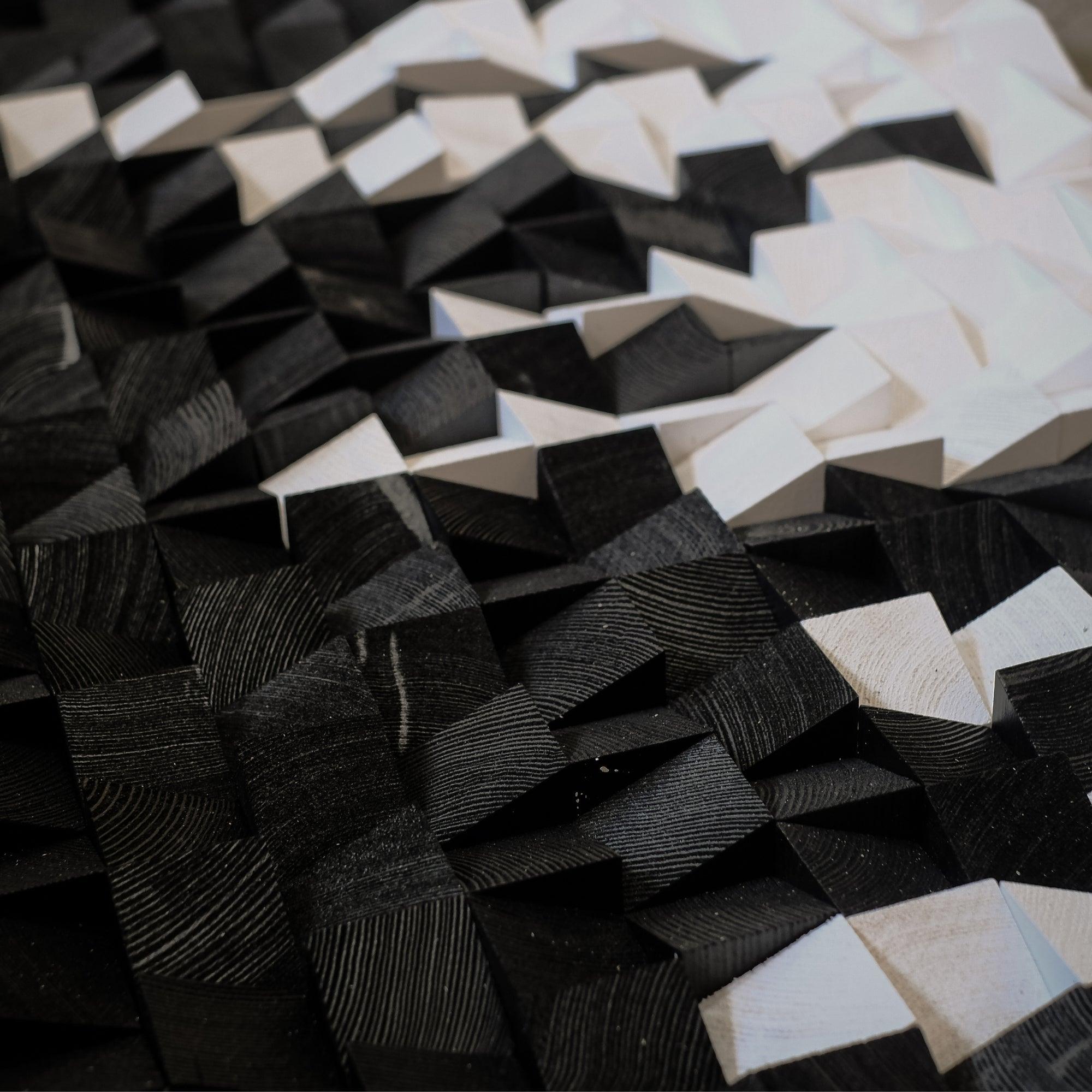 Black and White | Premium Wood Handmade Wall Sculpture - Limited Edition - Artdesigna