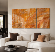 Amber Cloud Trio | Glass Wall Art