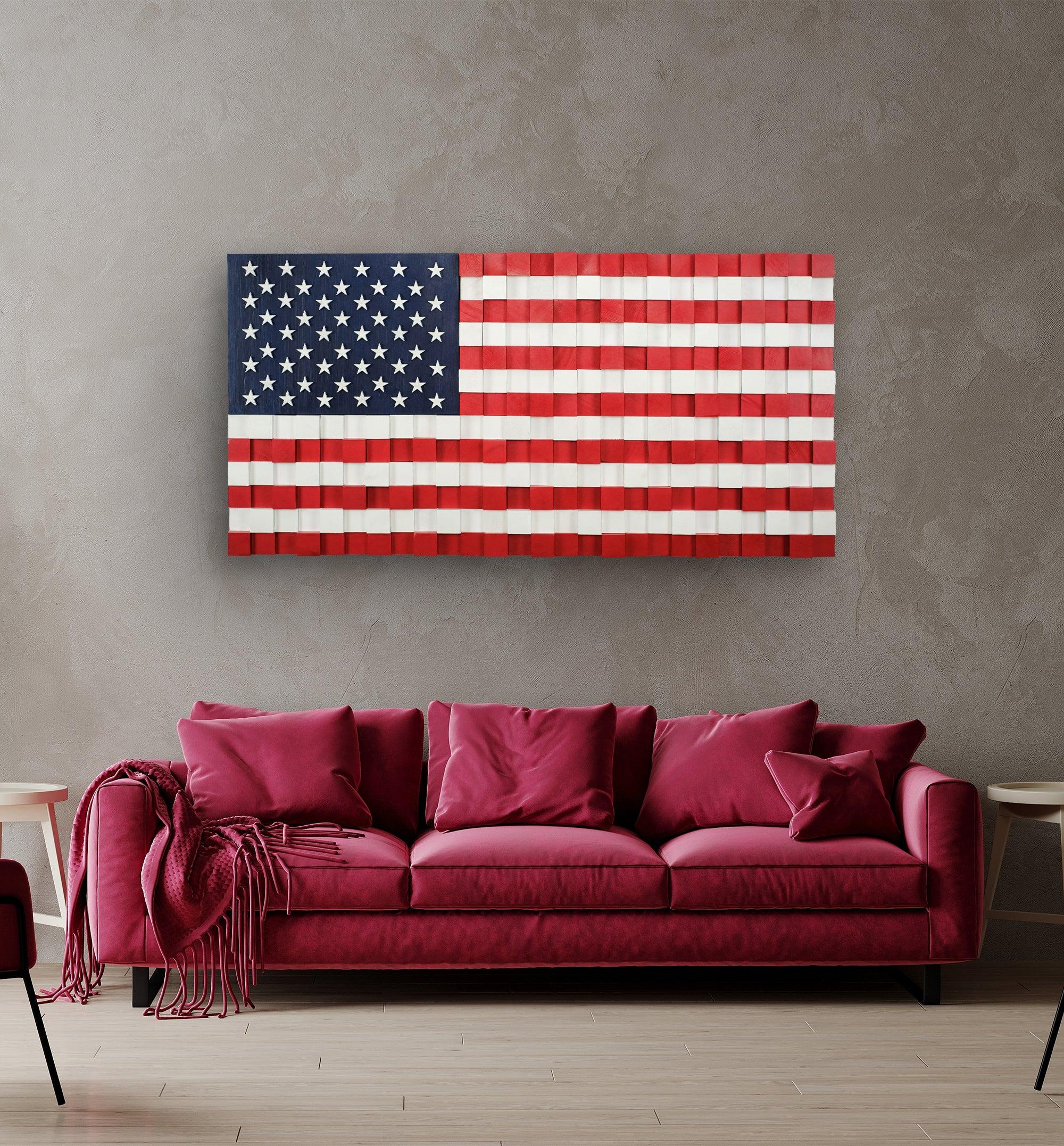 US Flag | Premium Wood Handmade Wall Sculpture - Limited Edition - Artdesigna