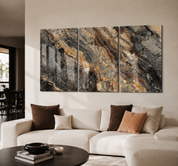 Obsidian Gold Trio | Glass Wall Art