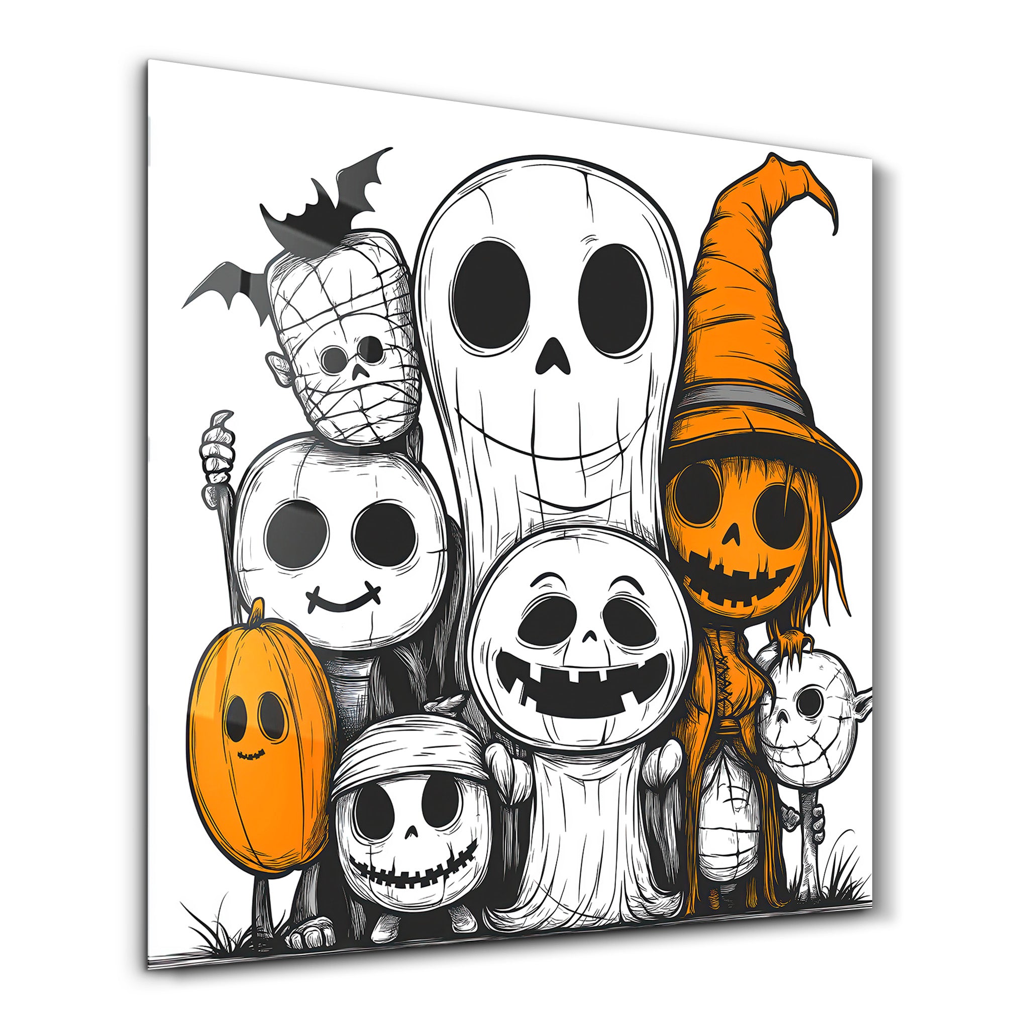 Haunted Halloween Crew | Halloween Style Glass Wall Art - Artdesigna