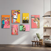 Retro Pop & Surrealist Safari Gallery Glass Wall Art Set - Artdesigna