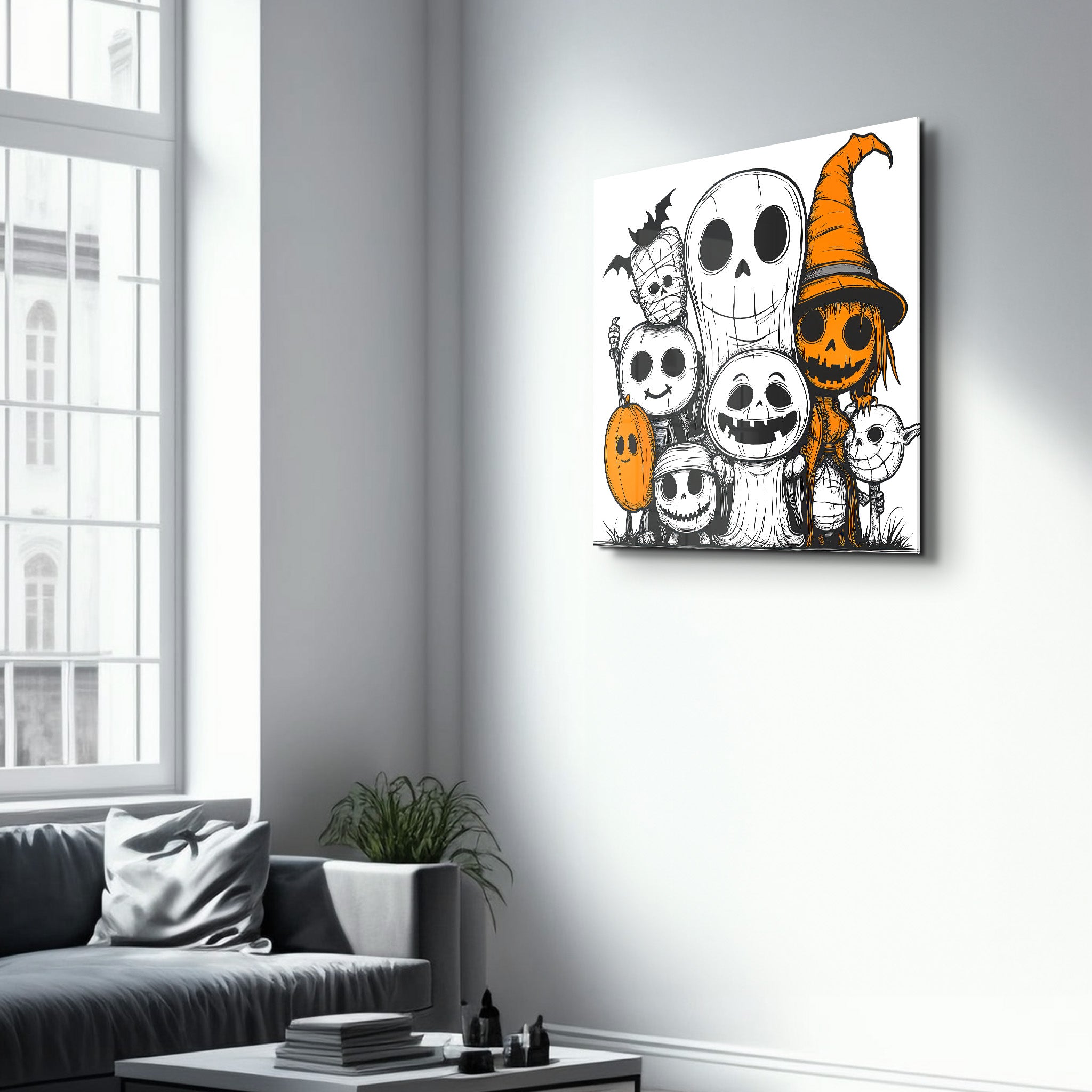 Haunted Halloween Crew | Halloween Style Glass Wall Art - Artdesigna