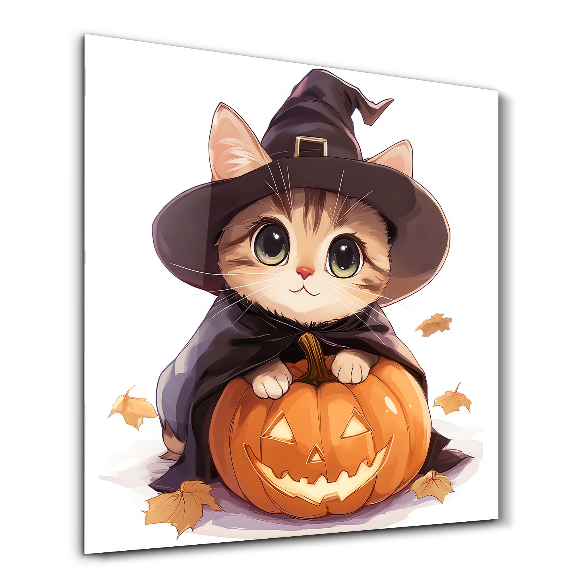 Kitten | Halloween Style Glass Wall Art - Artdesigna