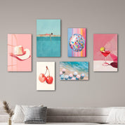 Summer Bliss & Retro Vibes Gallery Glass Wall Art Set - Artdesigna