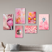 Blush Euphoria & Pop Culture Fusion Gallery Glass Wall Art Set - Artdesigna