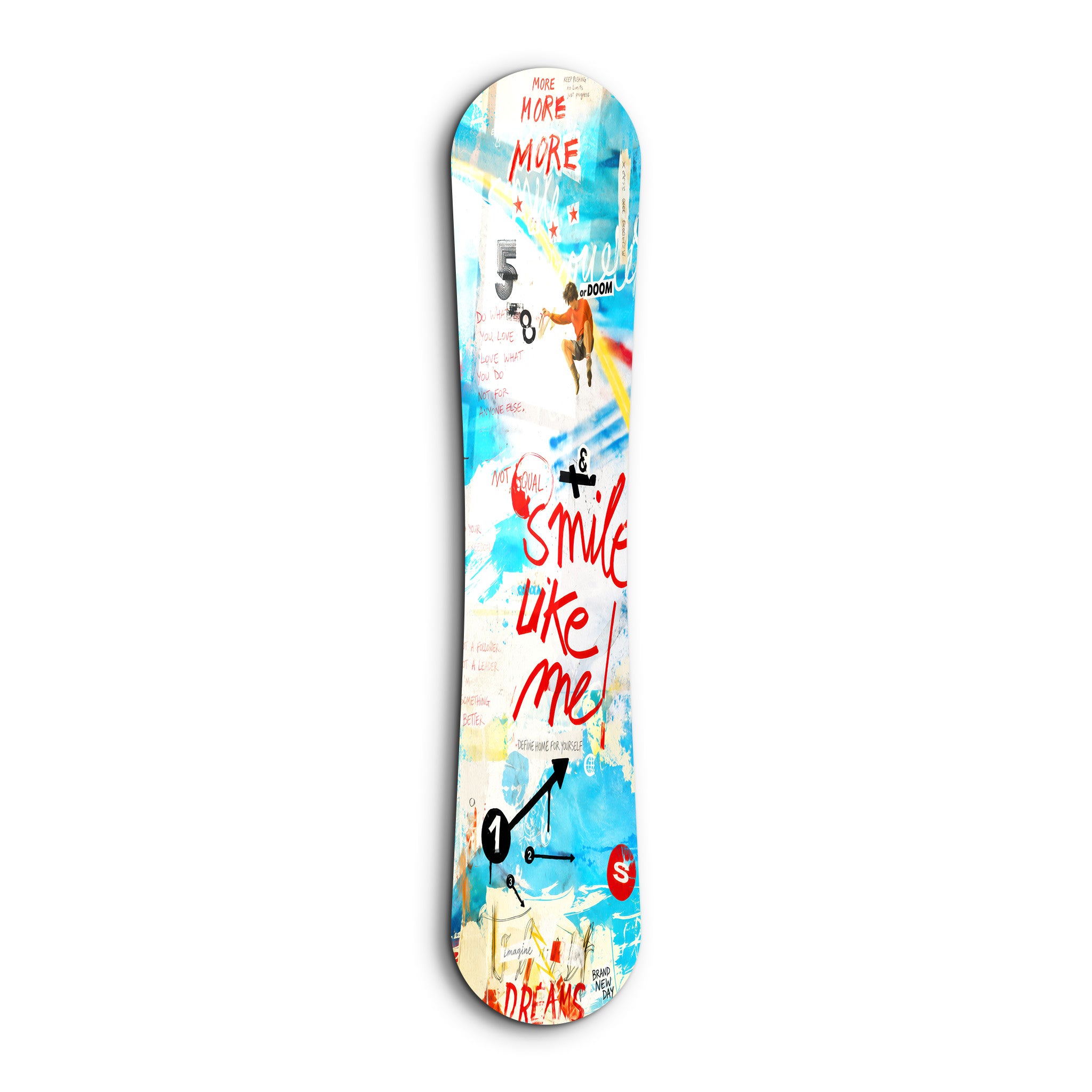 Artdesigna Snowboard Glass Wall Art featuring a stylish design, perfect for modern home decor, mounted on a wall.