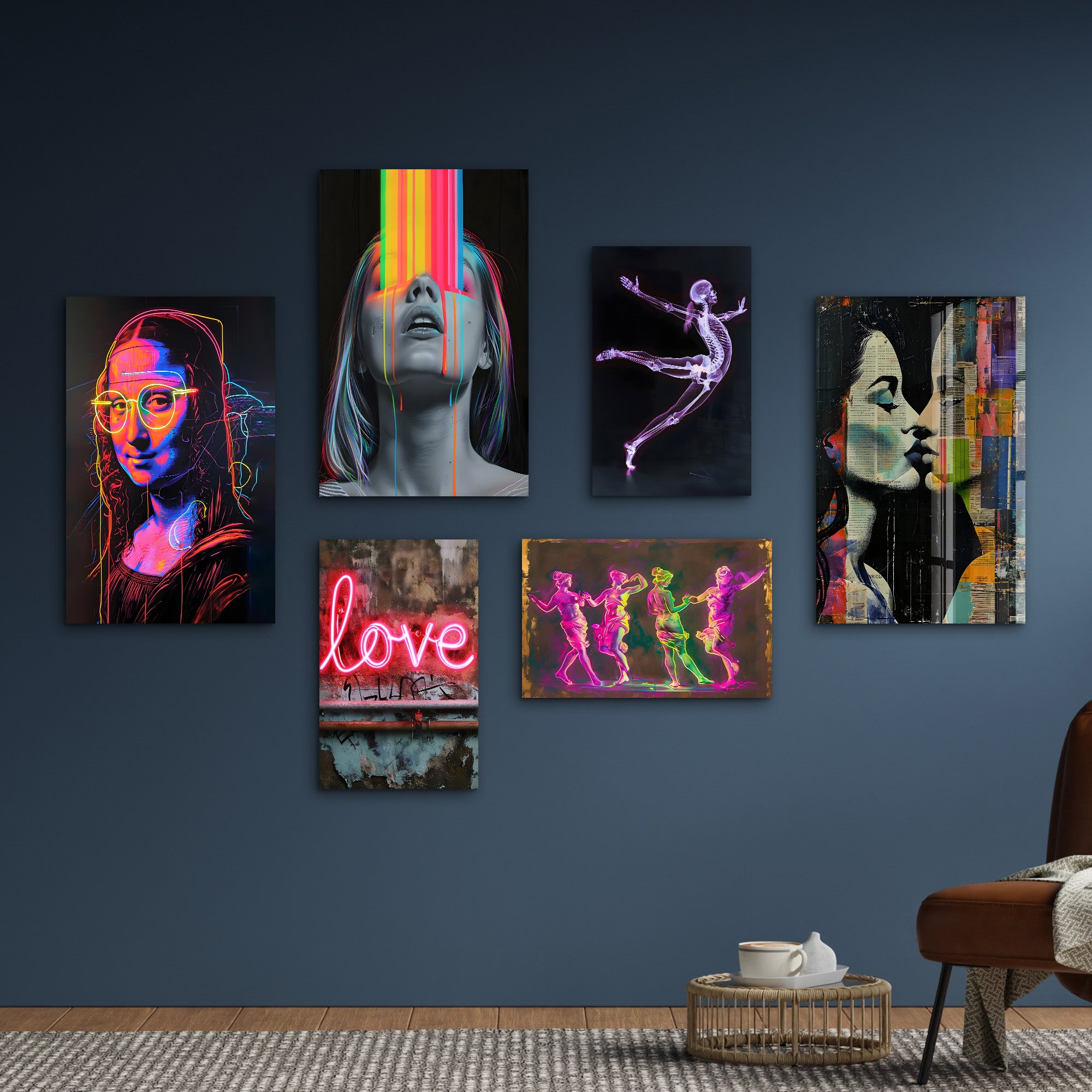 Neon Dreams & Urban Pop Gallery Glass Wall Art Set - Artdesigna