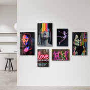 Neon Dreams & Urban Pop Gallery Glass Wall Art Set - Artdesigna