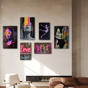 Neon Dreams & Urban Pop Gallery Glass Wall Art Set - Artdesigna