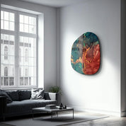 ・"Green and Red Marble"・Amorphous Collection Glass Wall Art - ArtDesigna Glass Printing Wall Art