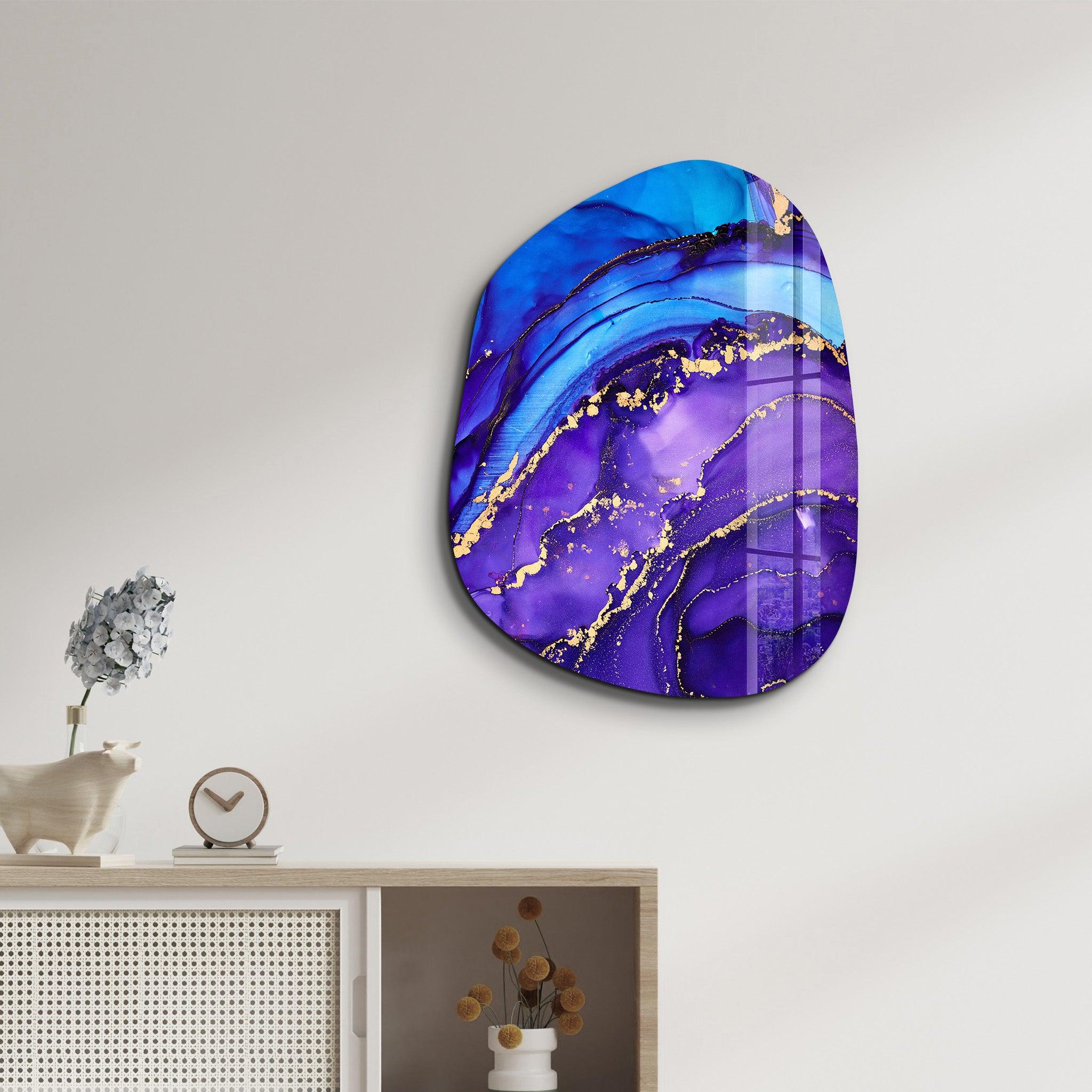 ・"Purple and Blue Marble"・Amorphous Collection Glass Wall Art - ArtDesigna Glass Printing Wall Art