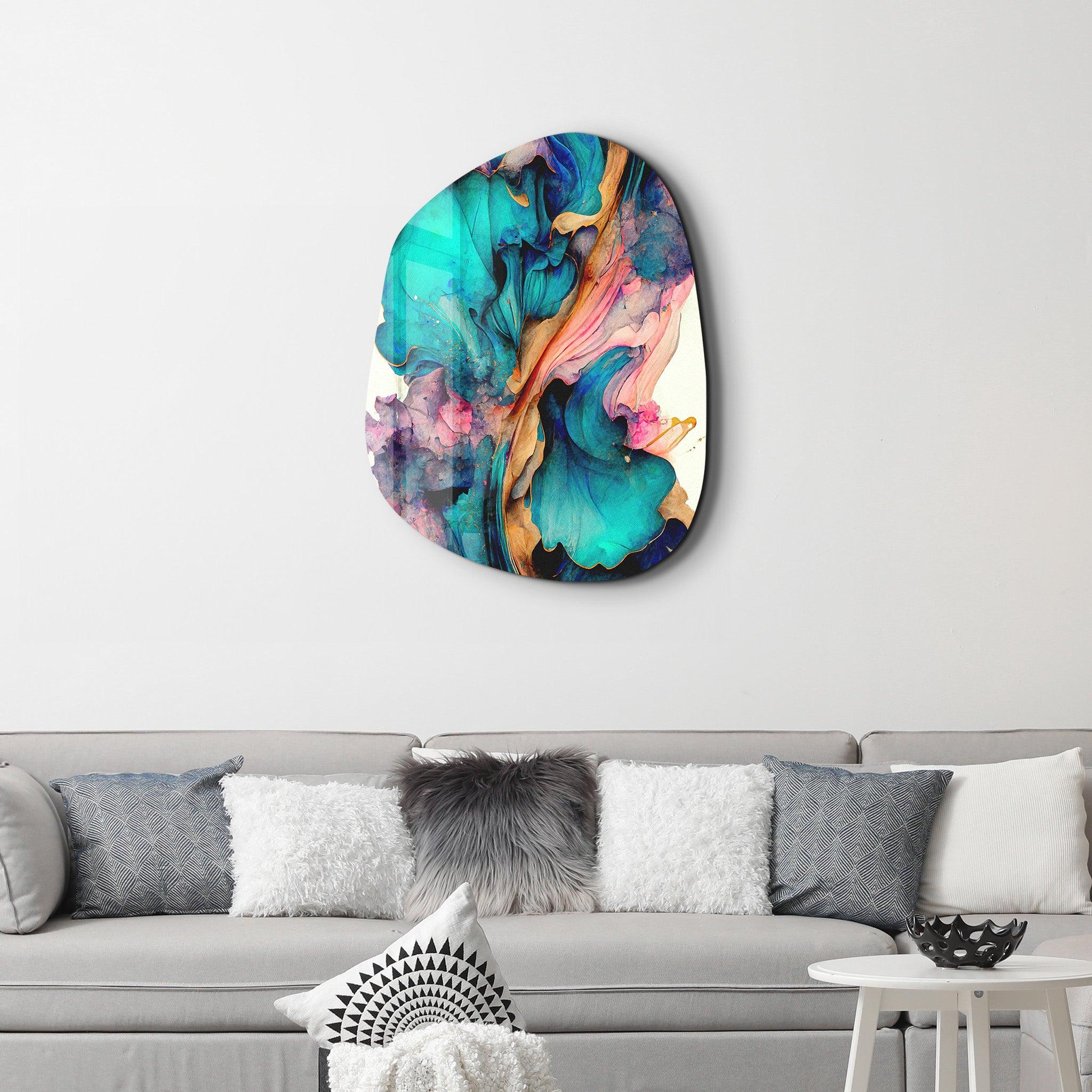 ・"Dance of Watercolors"・Amorphous Collection Glass Wall Art - ArtDesigna Glass Printing Wall Art