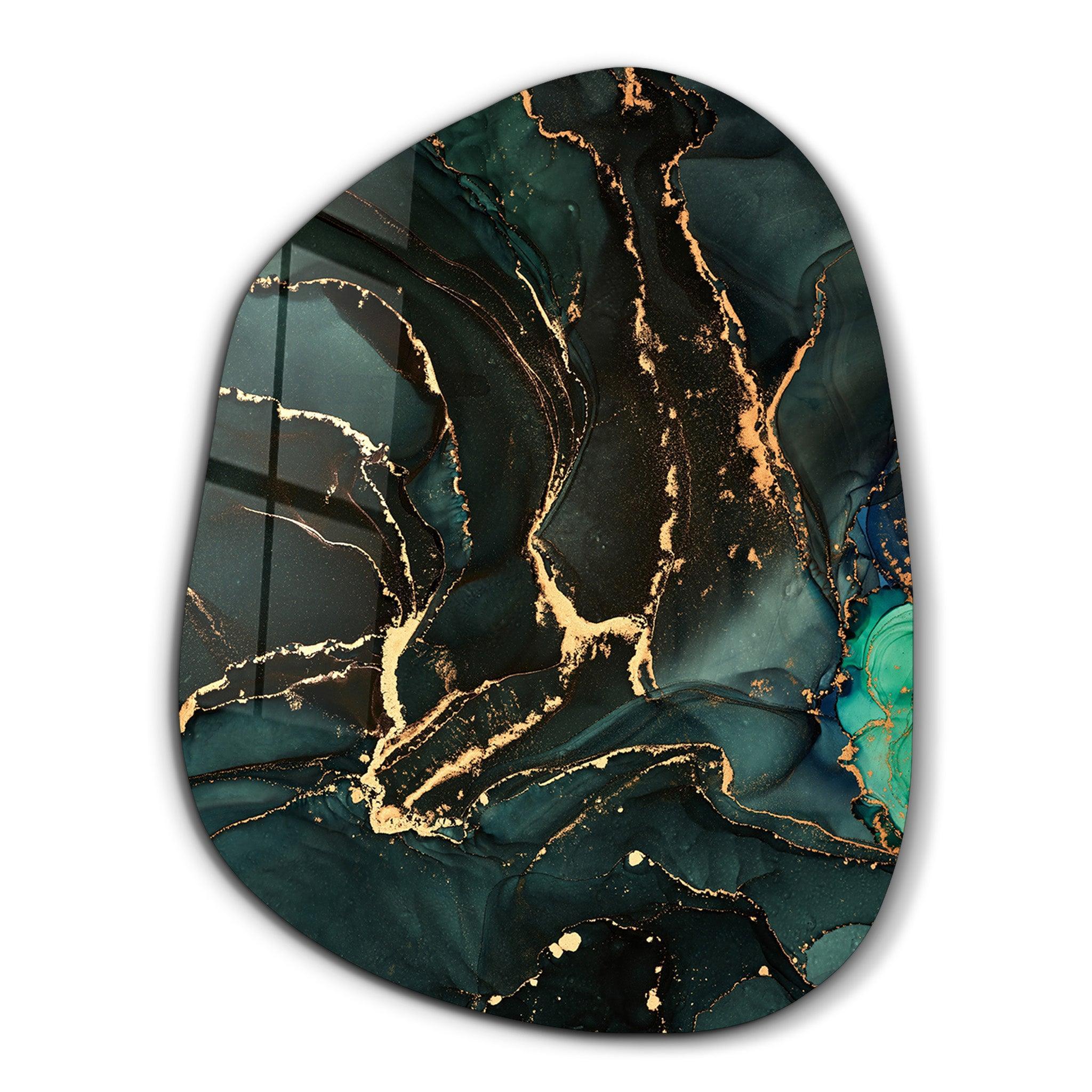 ・"Dark Green"・Amorphous Collection Glass Wall Art - ArtDesigna Glass Printing Wall Art