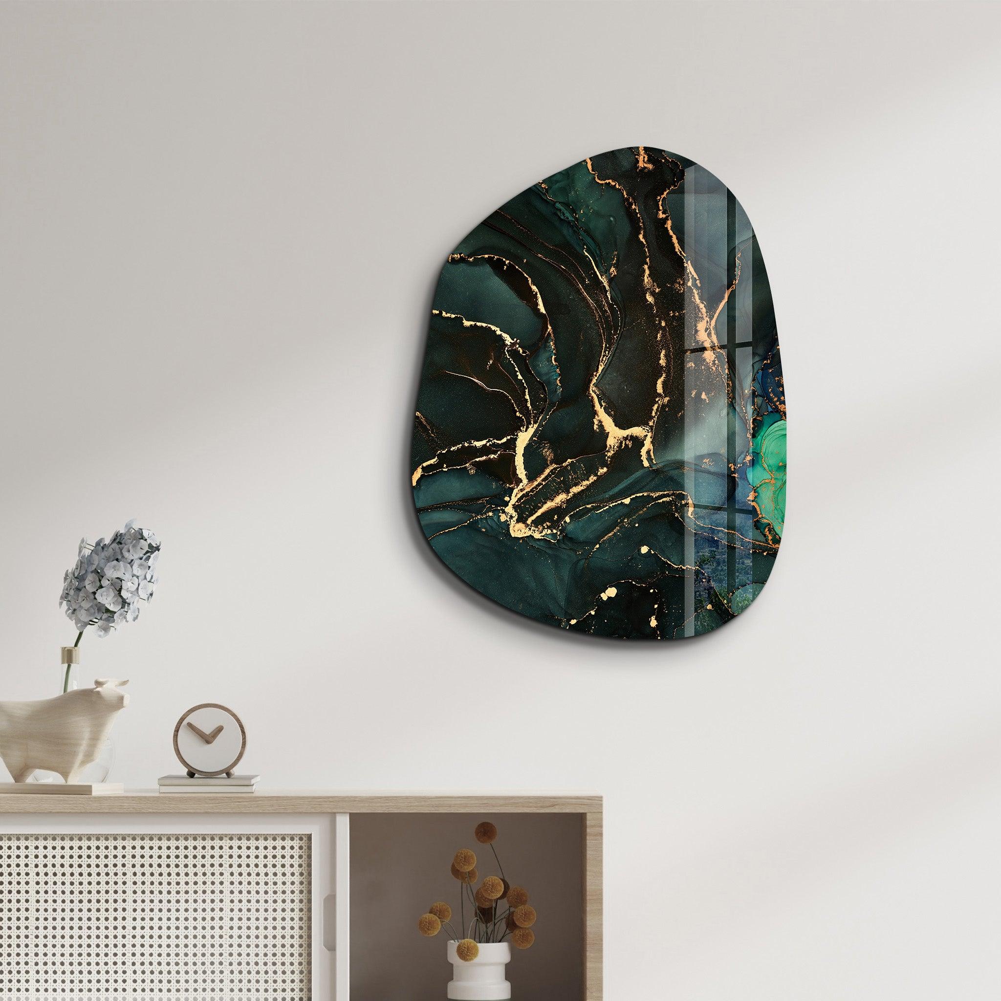 ・"Dark Green"・Amorphous Collection Glass Wall Art - ArtDesigna Glass Printing Wall Art