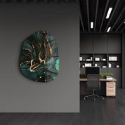 ・"Dark Green"・Amorphous Collection Glass Wall Art - ArtDesigna Glass Printing Wall Art