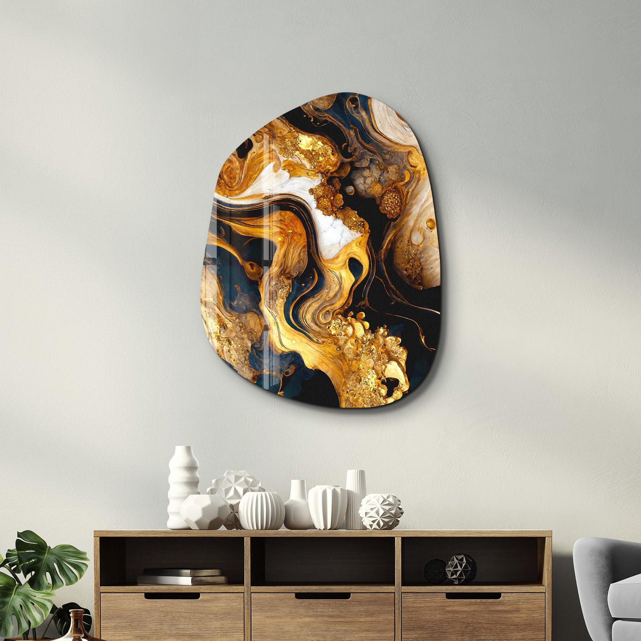 ・"Golden Roots"・Amorphous Collection Glass Wall Art - ArtDesigna Glass Printing Wall Art