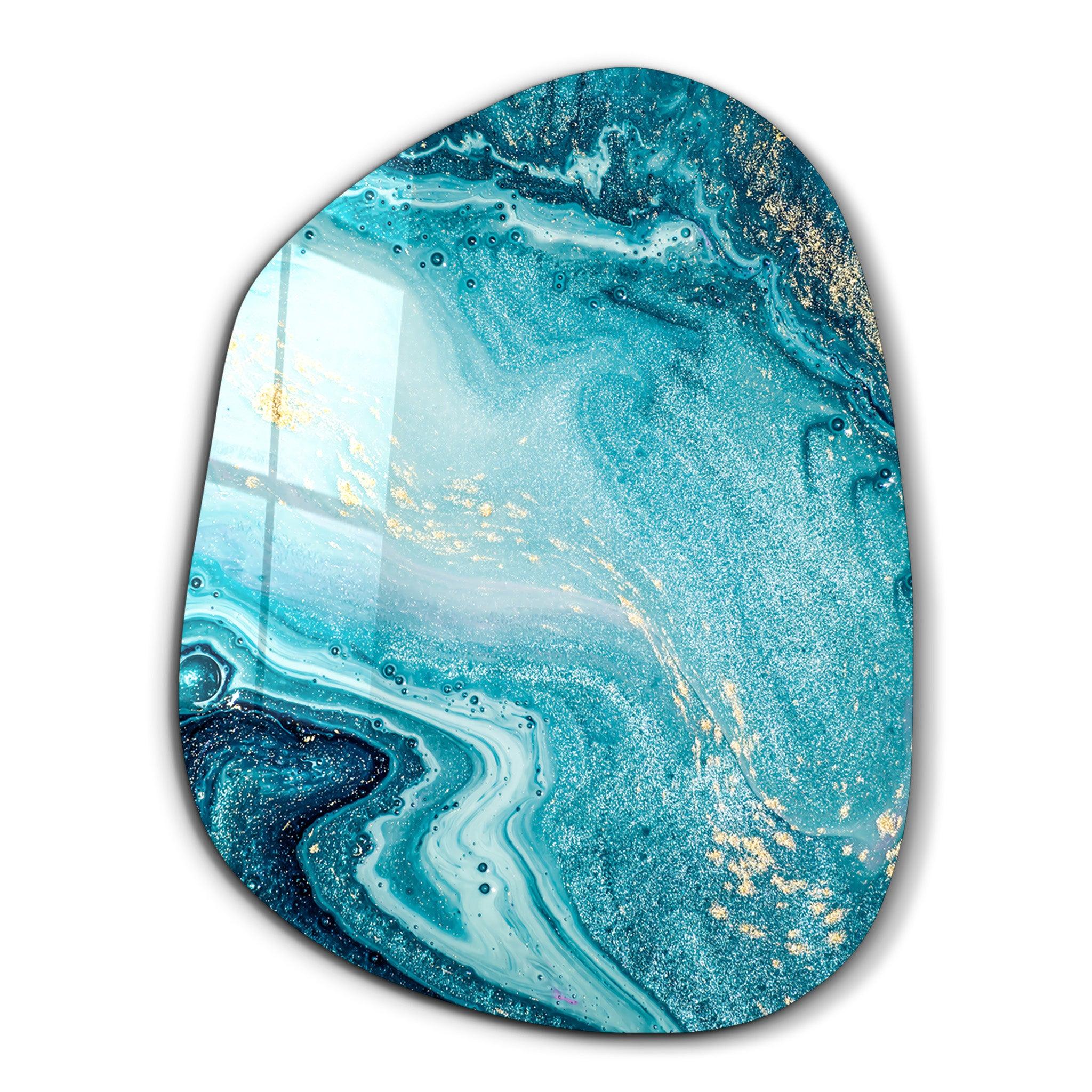 ・"Deep Blue"・Amorphous Collection Glass Wall Art - ArtDesigna Glass Printing Wall Art