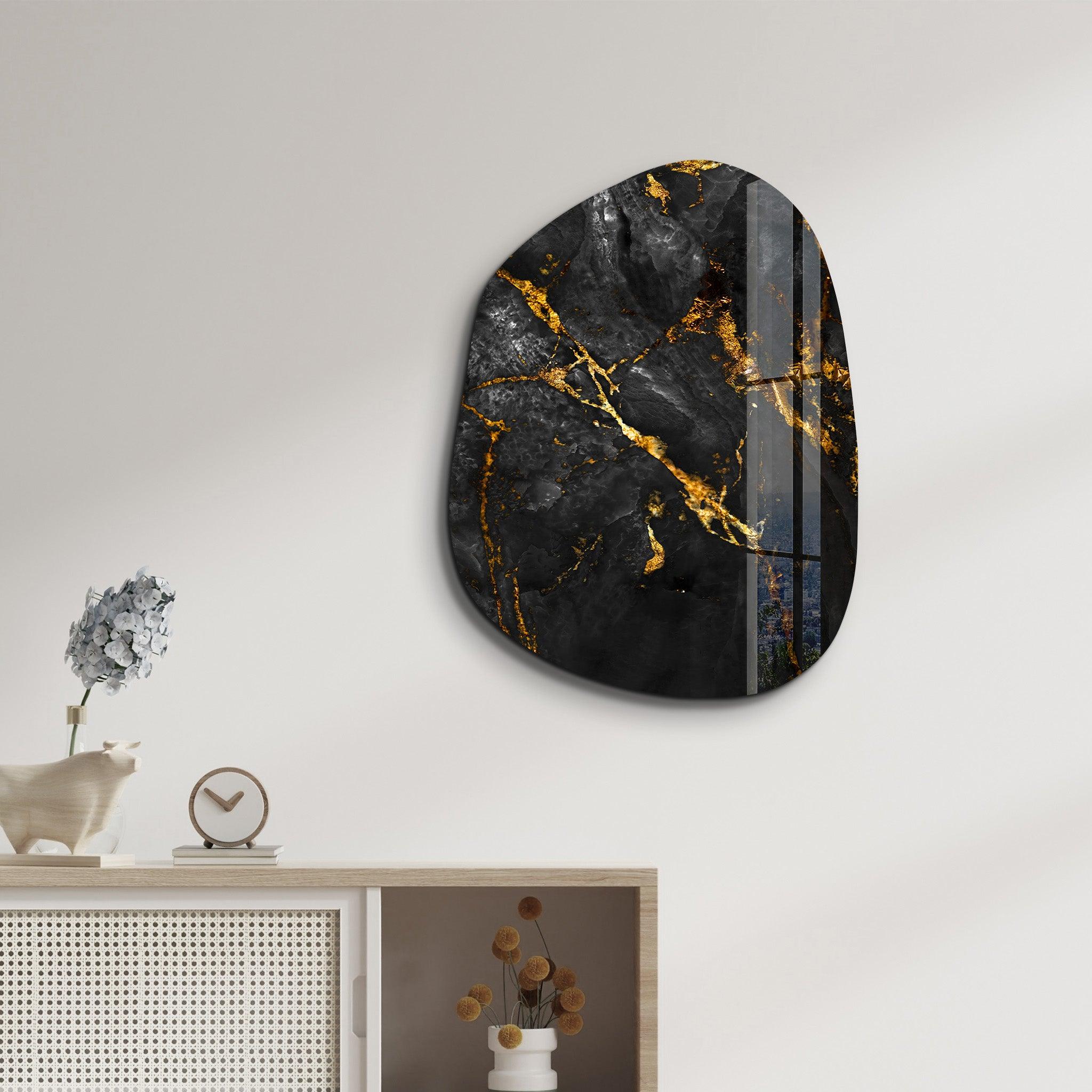 ・"Black Marble"・Amorphous Collection Glass Wall Art - ArtDesigna Glass Printing Wall Art