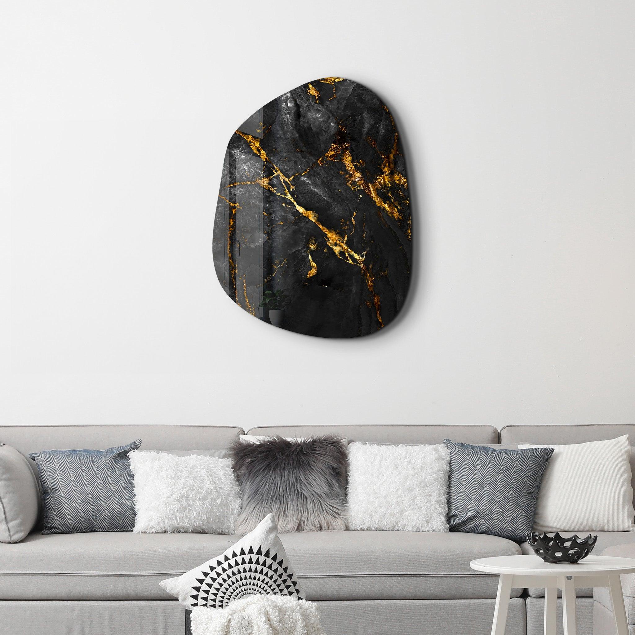 ・"Black Marble"・Amorphous Collection Glass Wall Art - ArtDesigna Glass Printing Wall Art