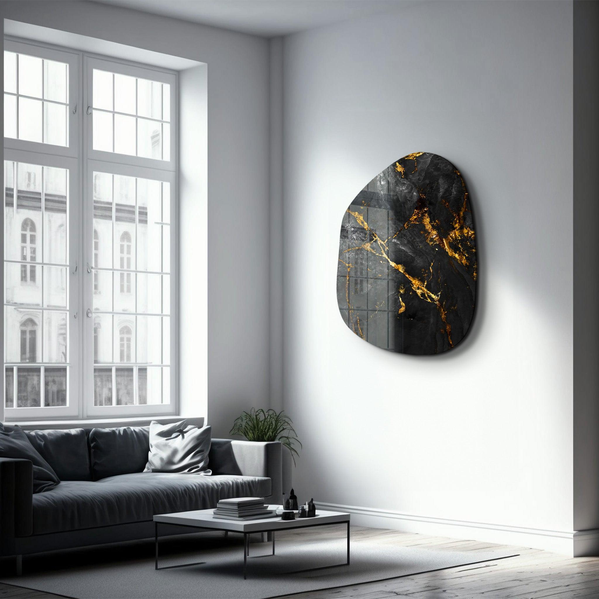 ・"Black Marble"・Amorphous Collection Glass Wall Art - ArtDesigna Glass Printing Wall Art