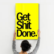 Get It Done Yellow | Designers Collection Glass Wall Art - Artdesigna