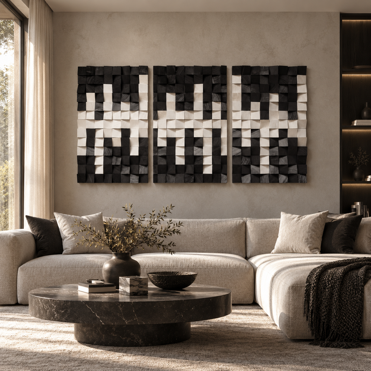 Black and White | Wood Wall Sculpture