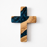 Handmade Olive Wood & Artistic Resin Wall Cross