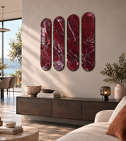 Crimson Marble Quad | Glass Wall Art