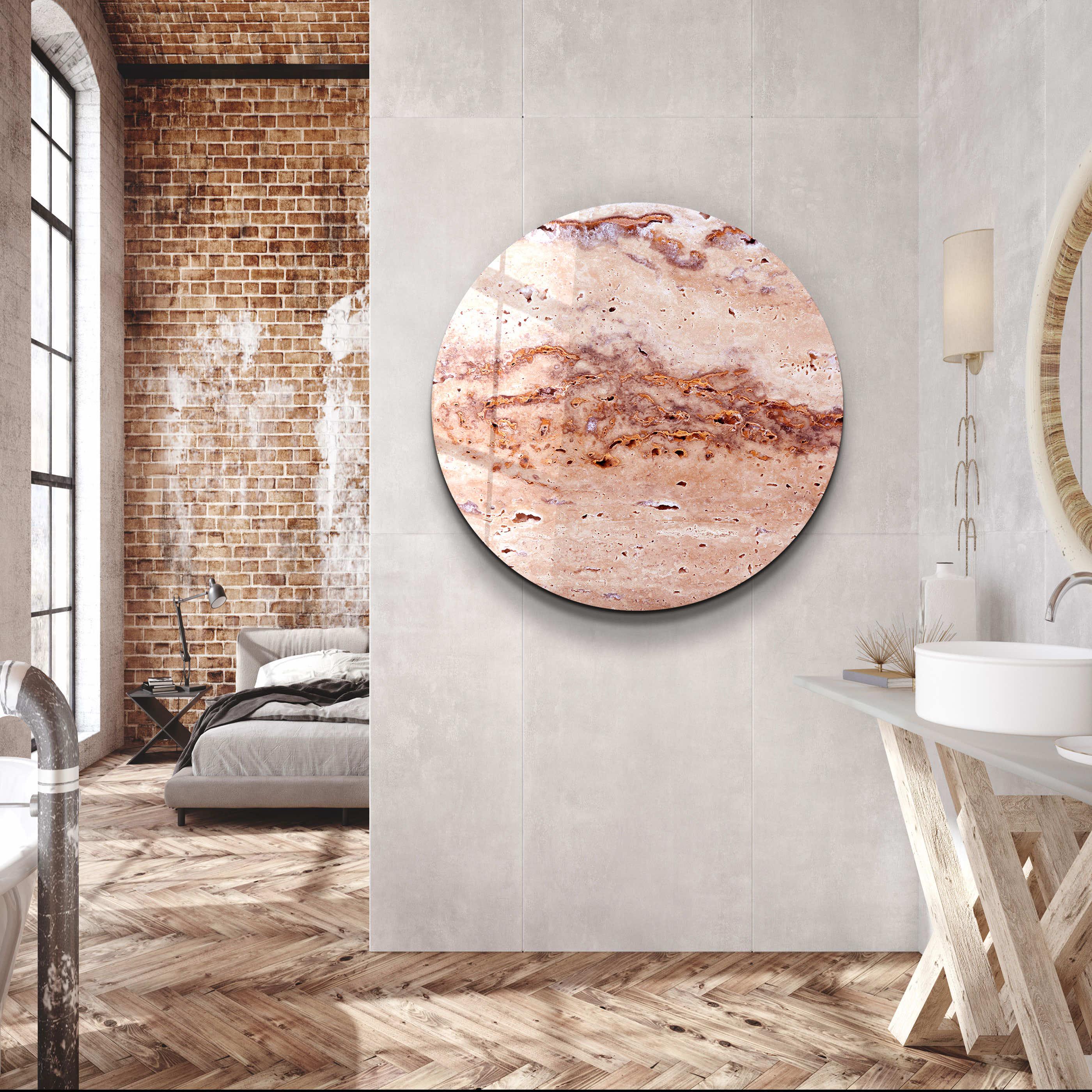 ・"Travertine - SunSet "・Rounded Glass Wall Art - ArtDesigna Glass Printing Wall Art