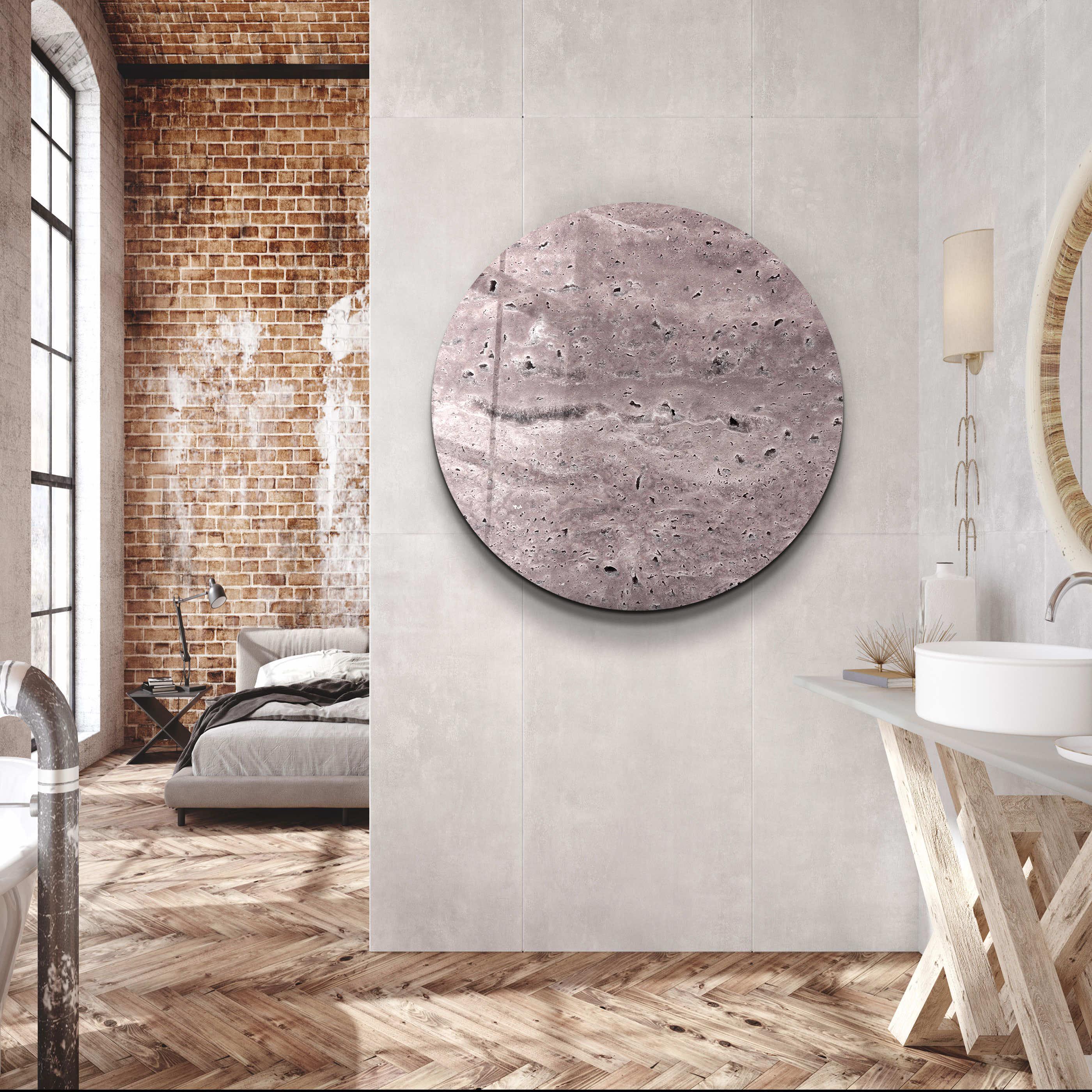 ・"Travertine - Moon - Light Plum"・Rounded Glass Wall Art - ArtDesigna Glass Printing Wall Art