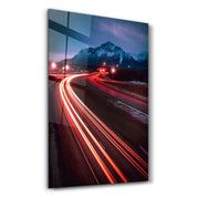 Road and Mountains | Glass Wall Art - Artdesigna