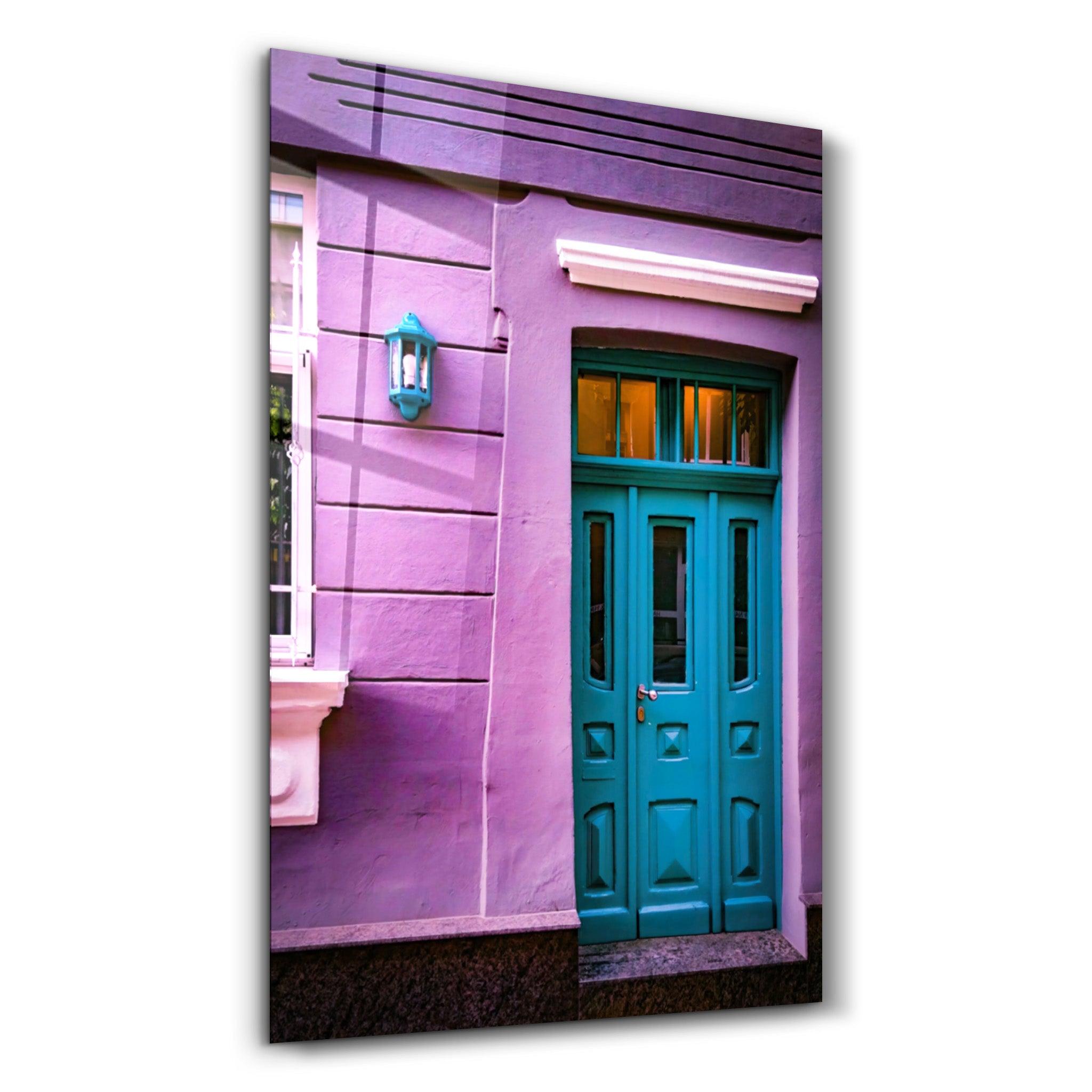 Blue Door | Glass Wall Art - Artdesigna