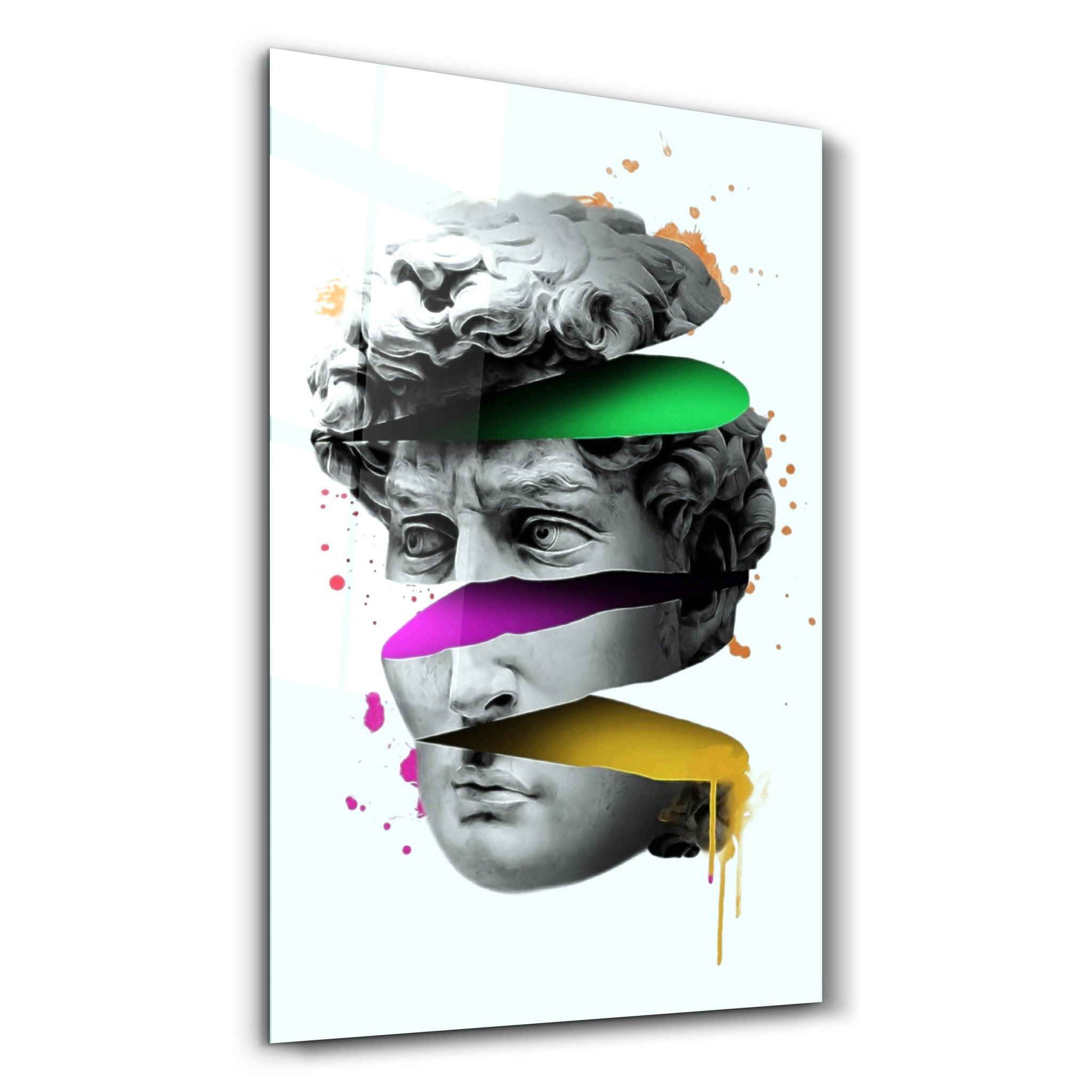 Abstract Colorful Face | Glass Wall Art - Artdesigna