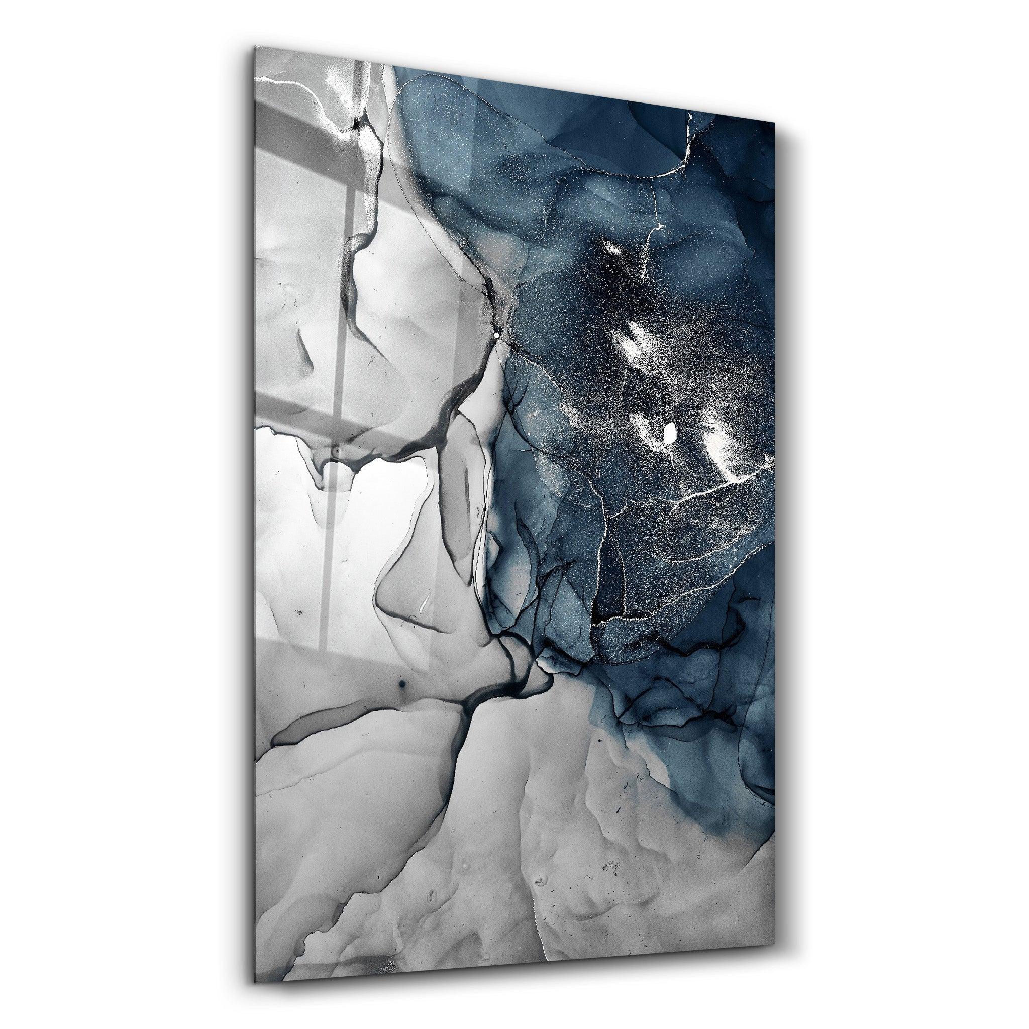 Blue Wave Pattern | Glass Wall Art - Artdesigna