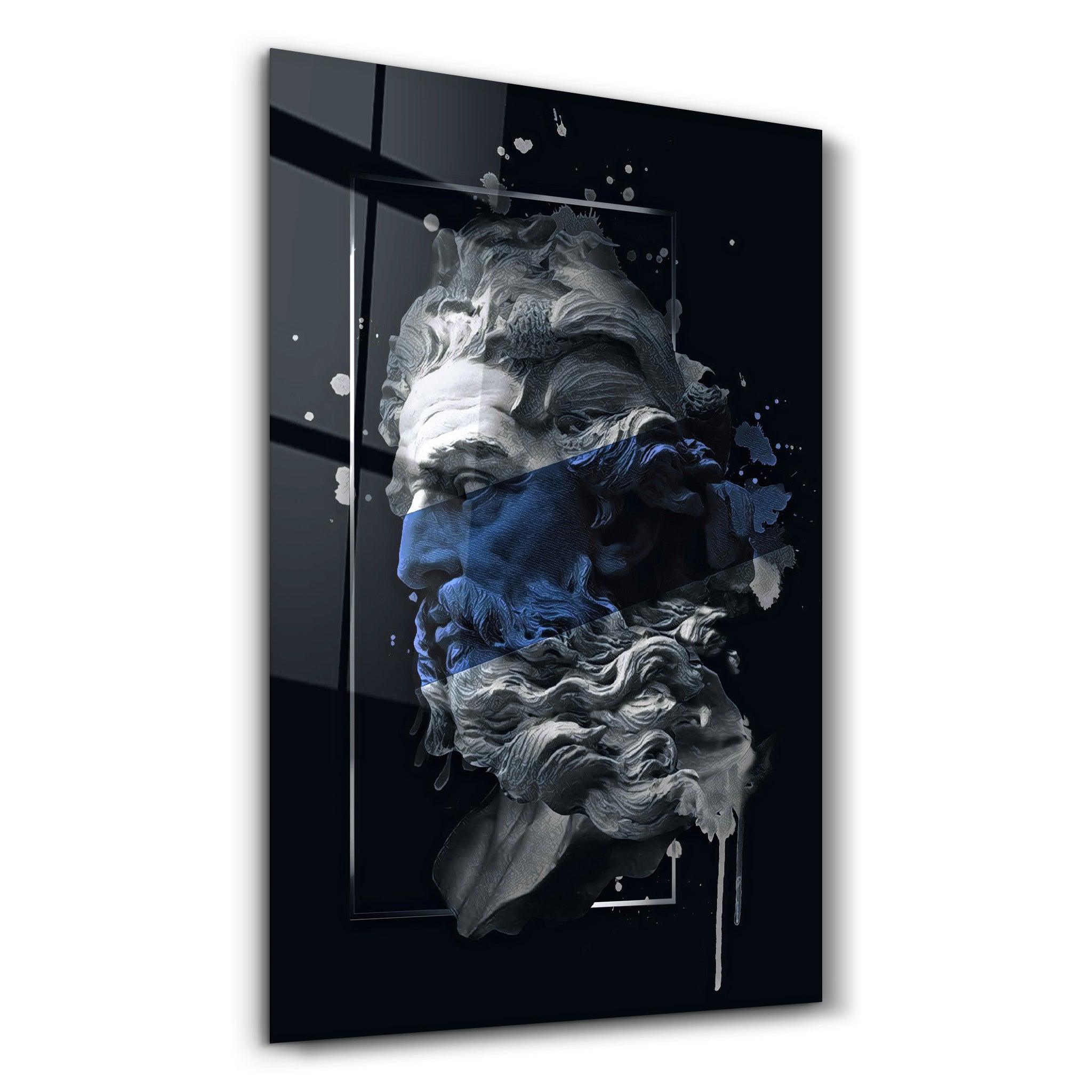 Abstract Blue Poseidon | Glass Wall Art - Artdesigna