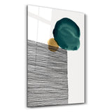 Green and Golden Shapes 13 | Glass Wall Art