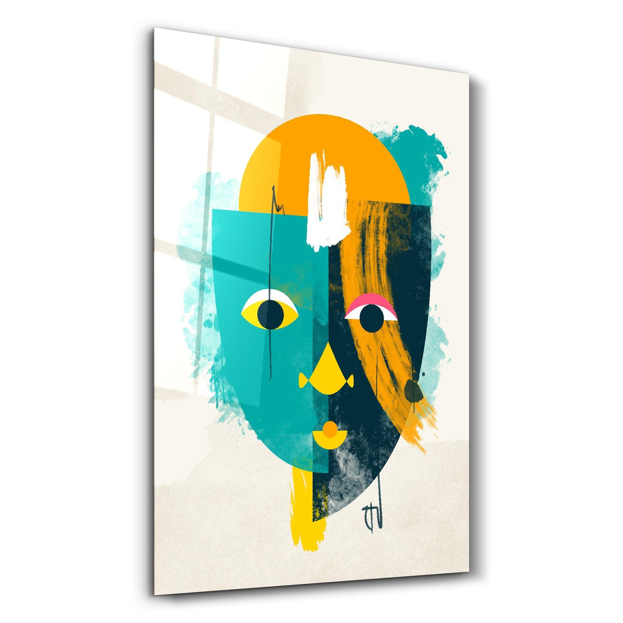 Abstract Colorful Face V3 | Glass Wall Art - Artdesigna