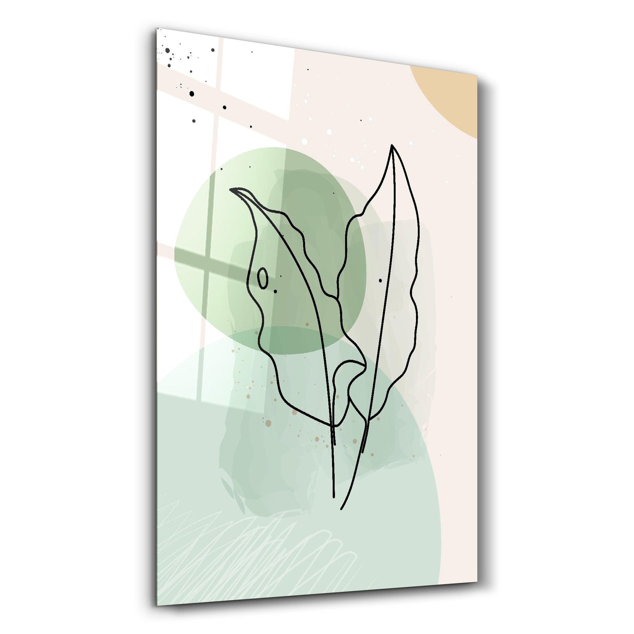 Abstract Shapes and Leaves V1 | Glass Wall Art - Artdesigna