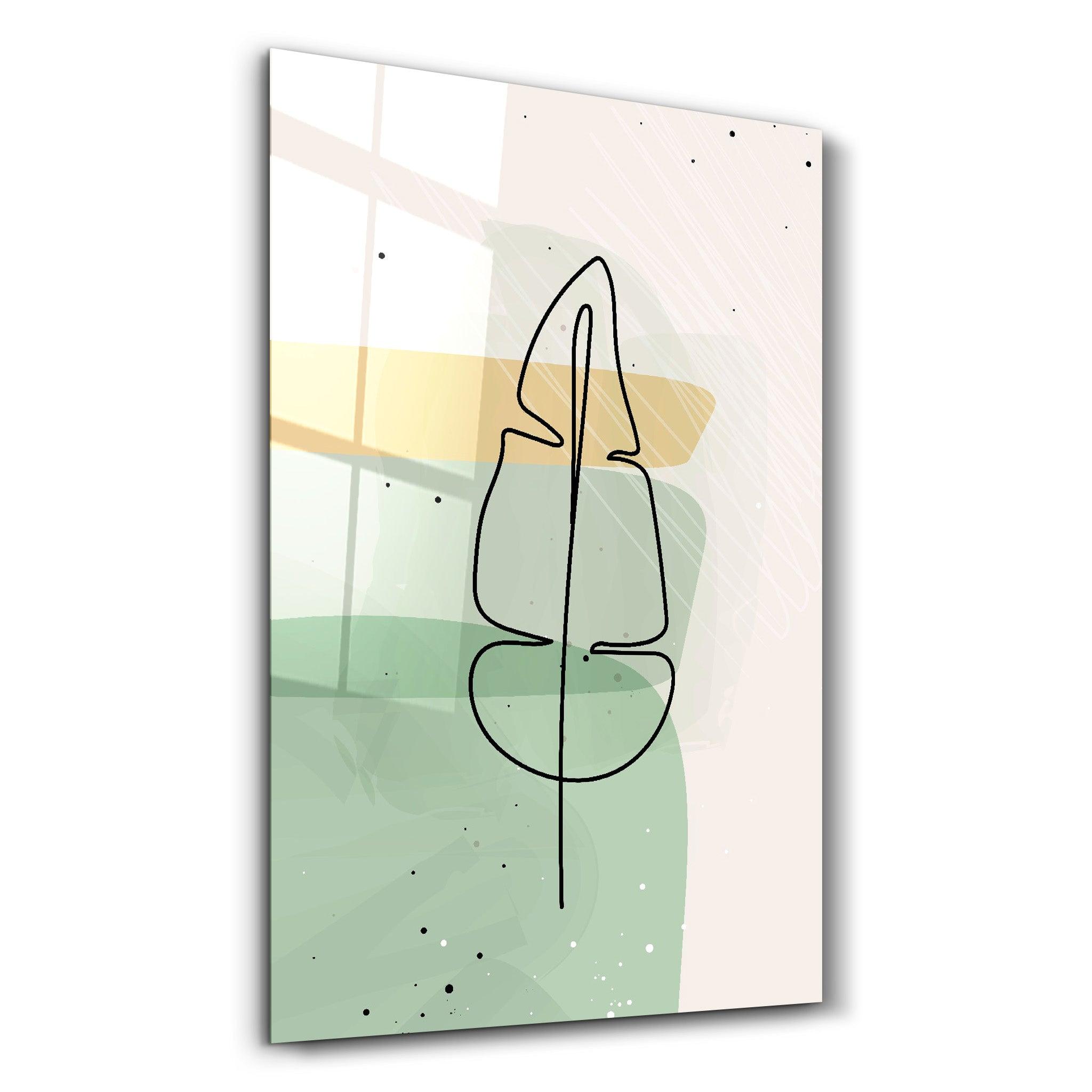 Abstract Shapes and Leaves V3 | Glass Wall Art - Artdesigna