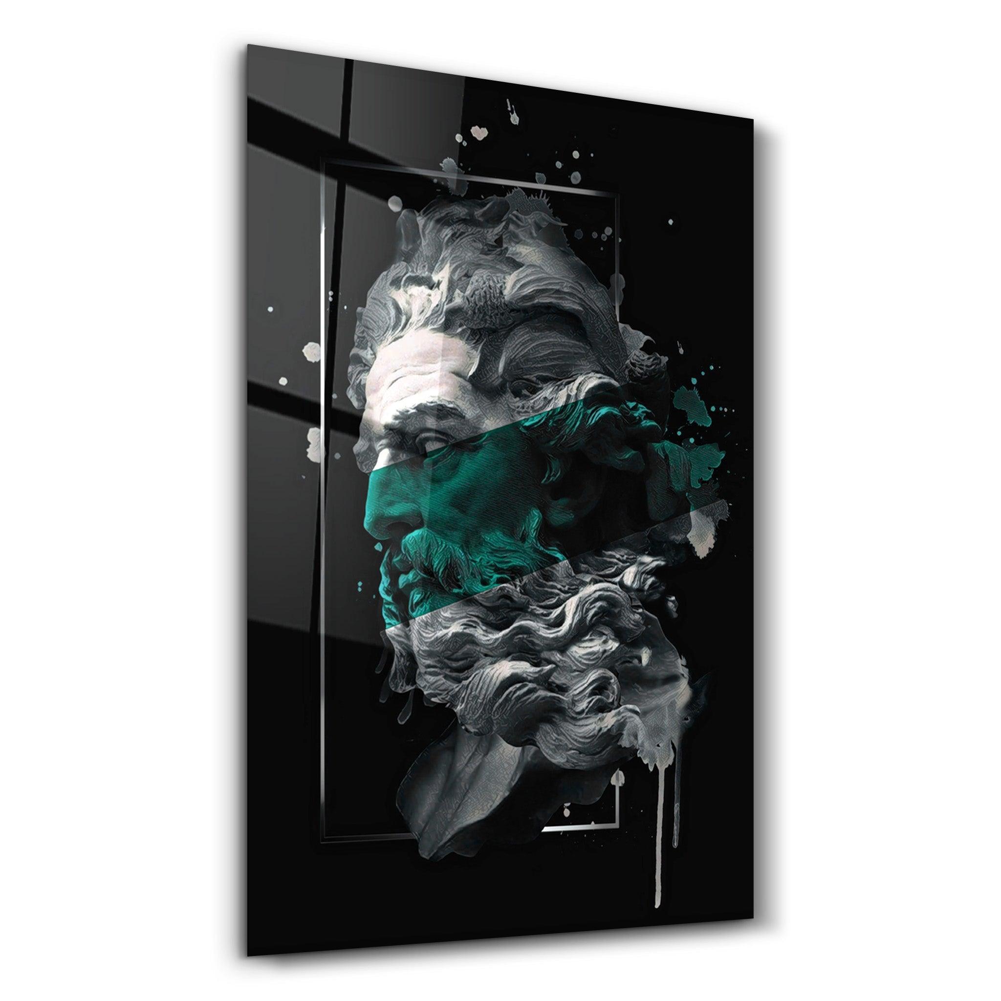 Abstract Green Poseidon | Glass Wall Art - Artdesigna