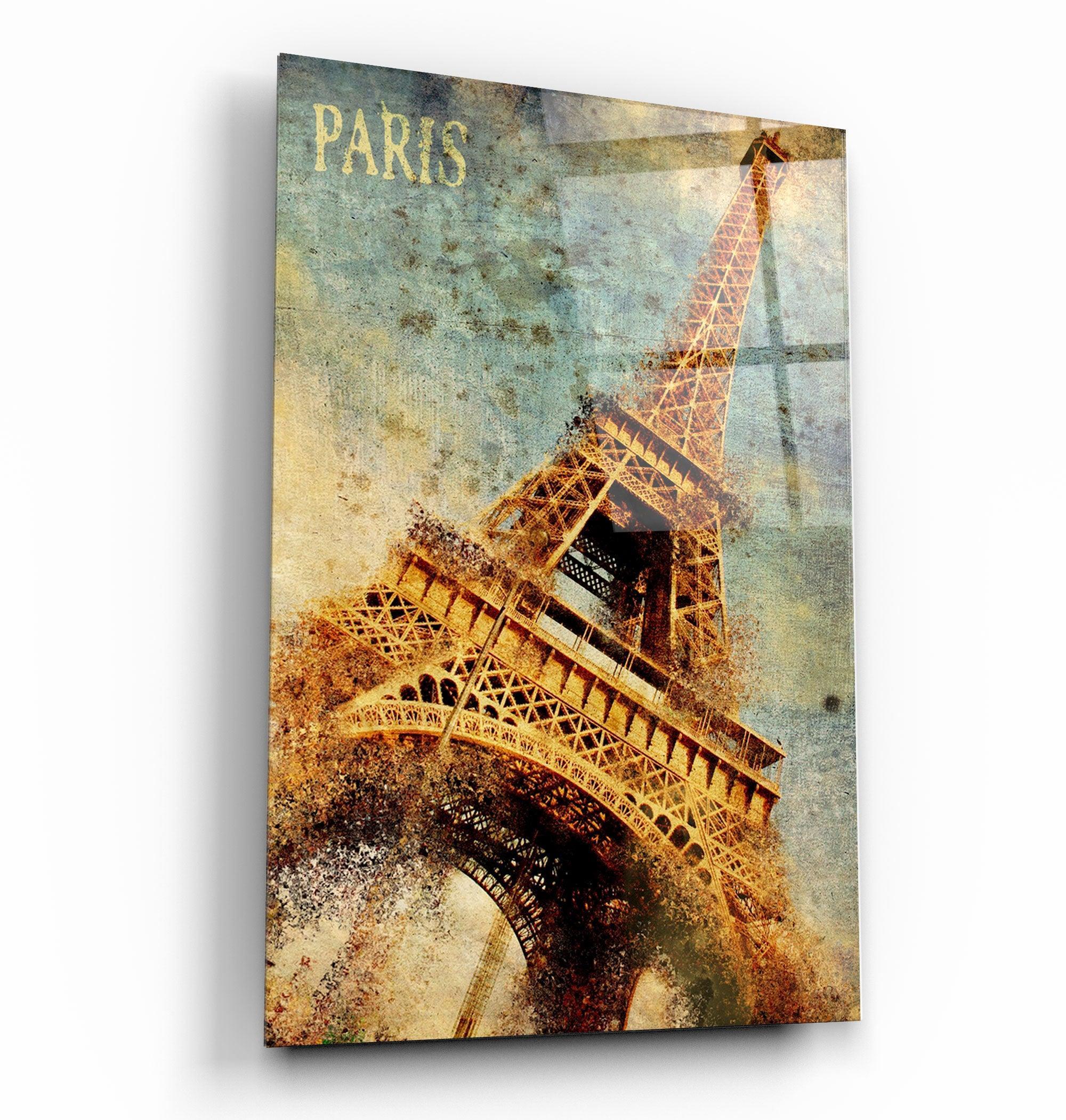 Silhouette Of Eiffel | Glass Wall Art - Artdesigna