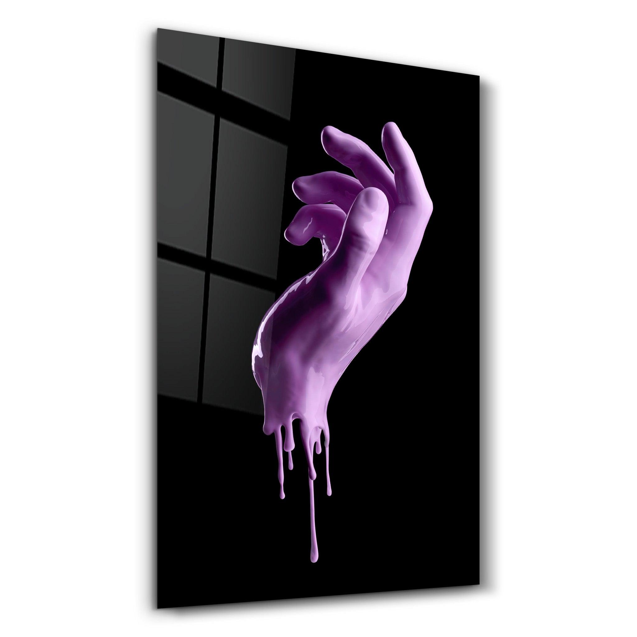 Pink Hand | Glass Wall Art - Artdesigna