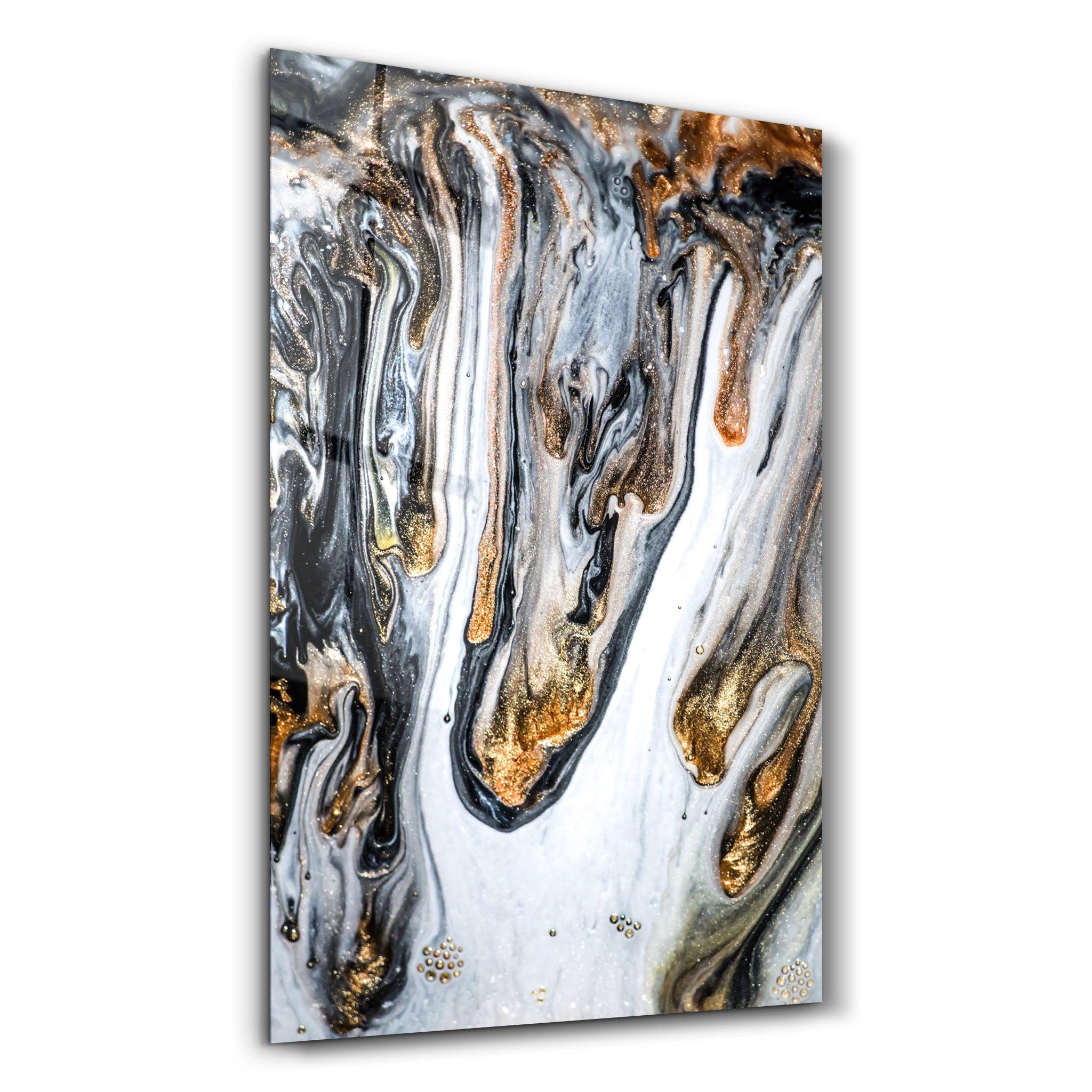 Melting Gold | Glass Wall Art - Artdesigna