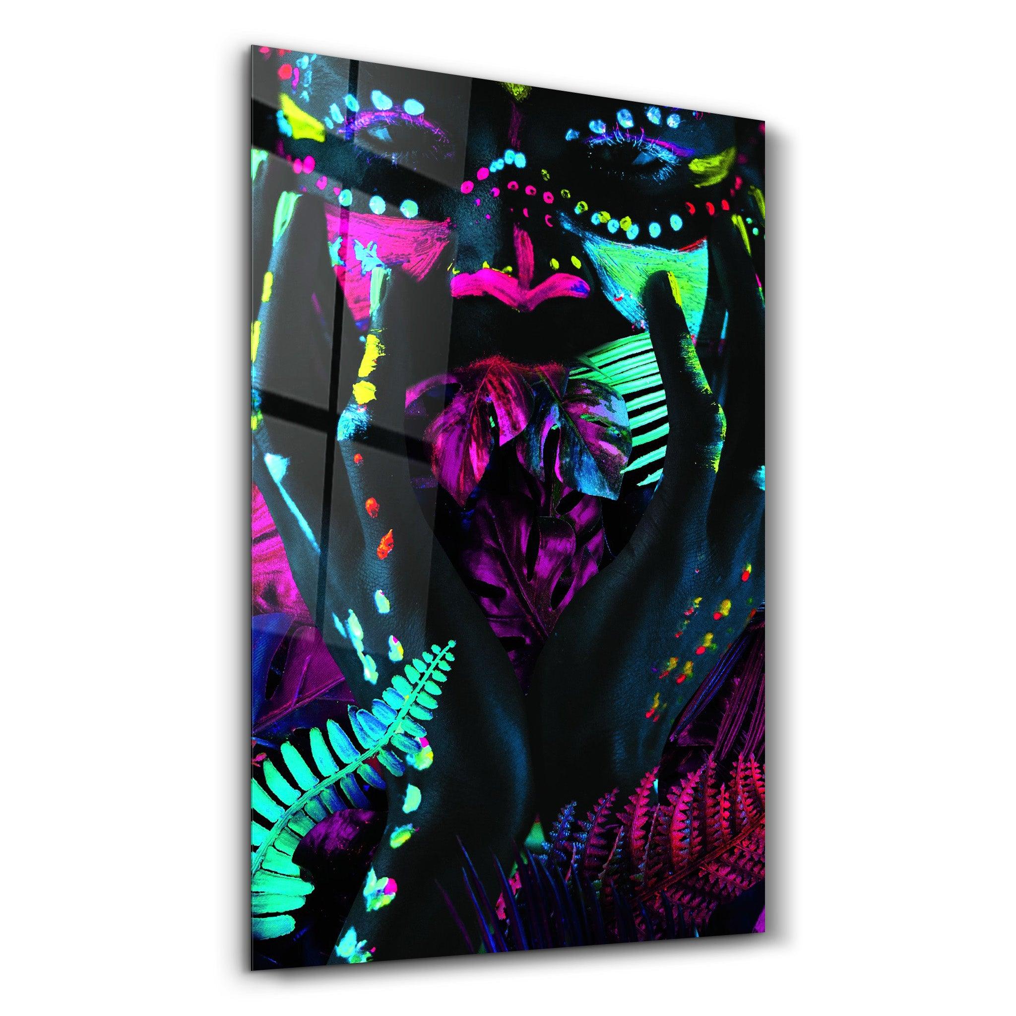 Neon Face | GLASS WALL ART - Artdesigna