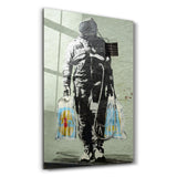 Banksy - Shopper Spaceman | Glass Wall Art