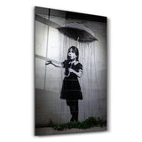 Banksy - Girl with an umbrella | Glass Wall Art