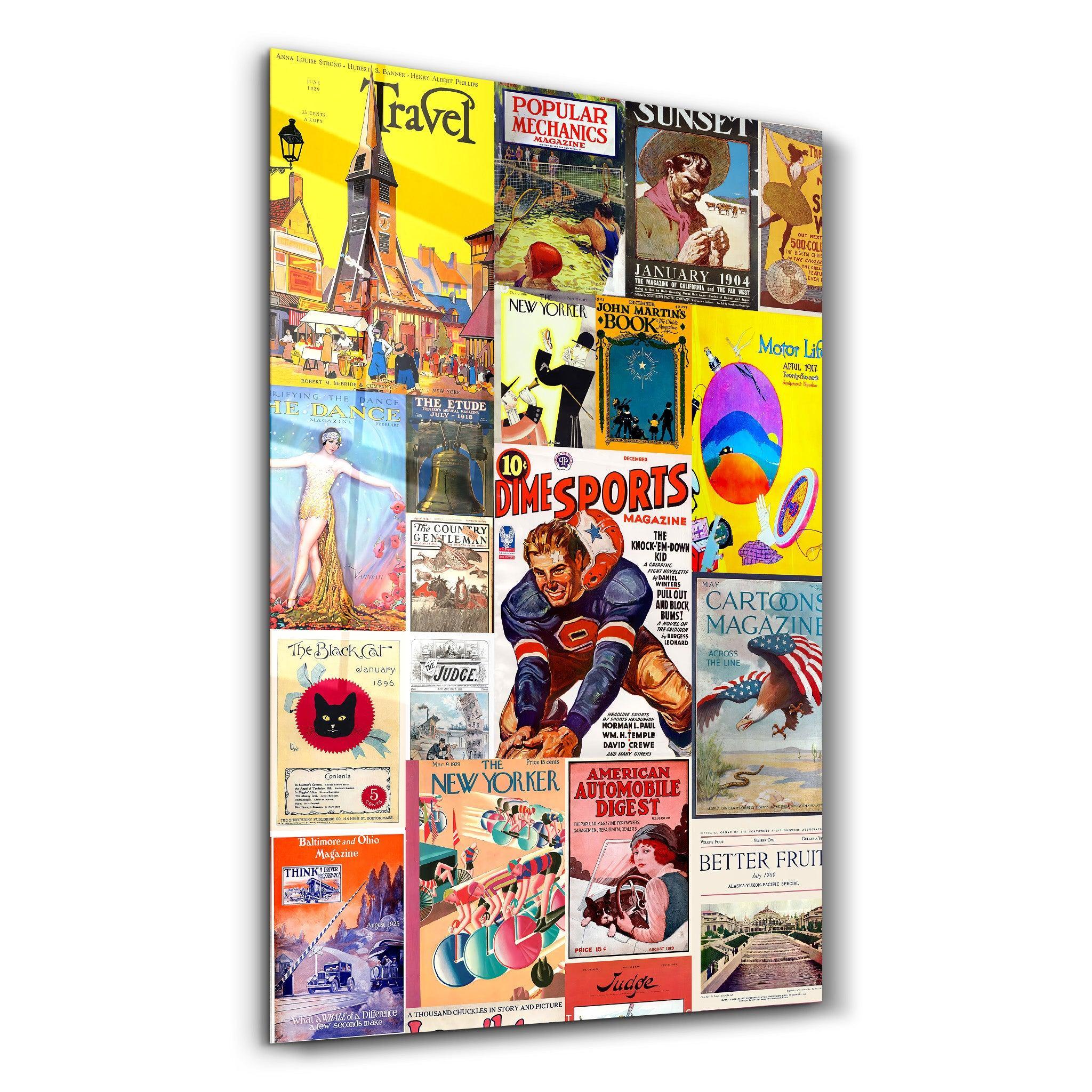 Retro Magazine Covers-1 - Glass Wall Art - Artdesigna